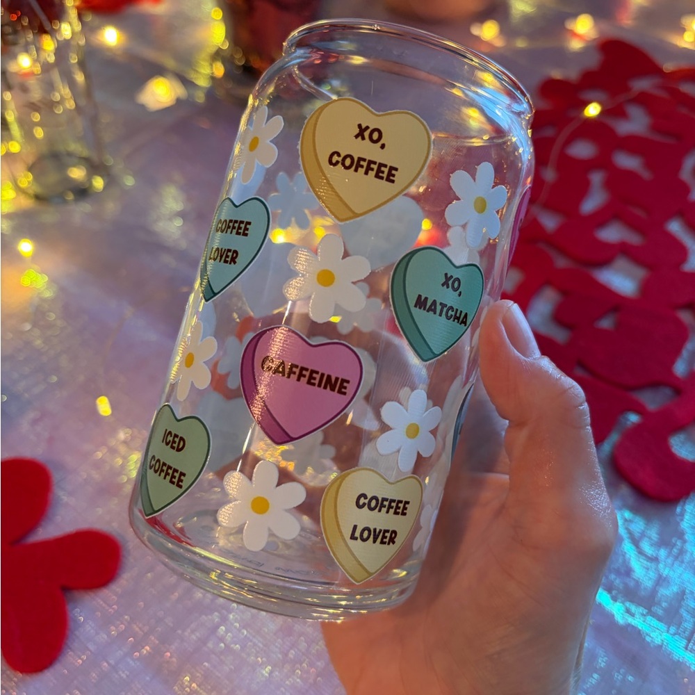 Conversation Hearts Coffee/Matcha/Caffeine Glass ☕️🍵